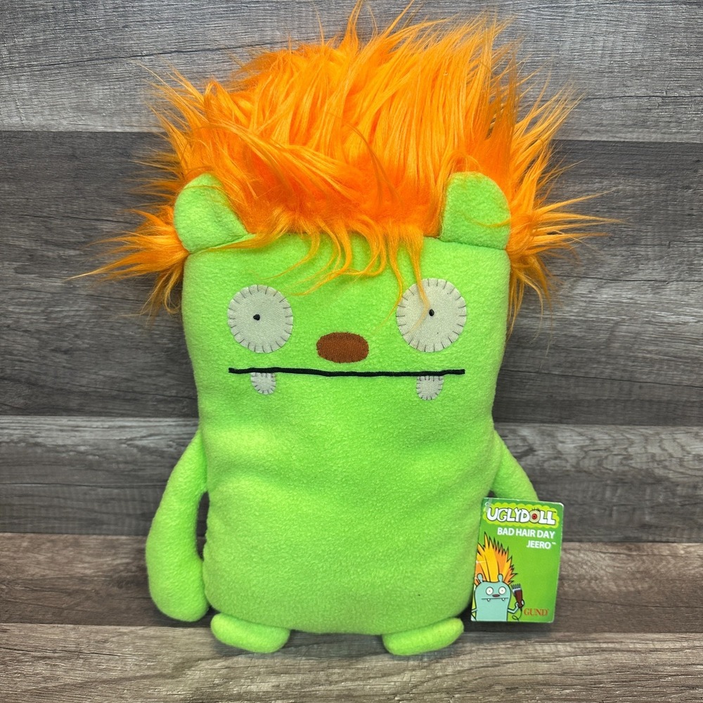 UglyDoll Bad Hair Day Jeero Green Orange 14" Plush